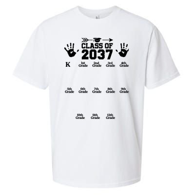 Class Of 2037 Grow With Me Handprint Prek 12th Grade Sueded Cloud Jersey T-Shirt