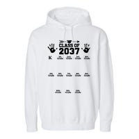 Class Of 2037 Grow With Me Handprint Prek 12th Grade Garment-Dyed Fleece Hoodie