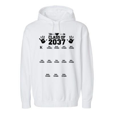 Class Of 2037 Grow With Me Handprint Prek 12th Grade Garment-Dyed Fleece Hoodie