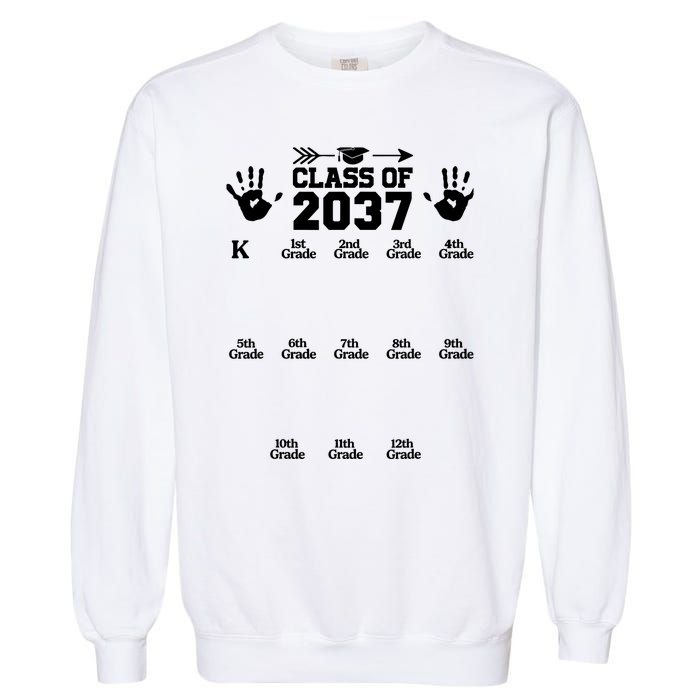 Class Of 2037 Grow With Me Handprint Prek 12th Grade Garment-Dyed Sweatshirt