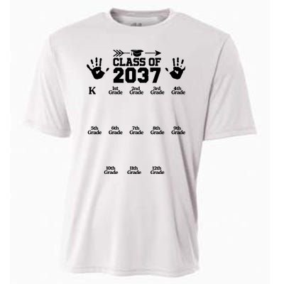 Class Of 2037 Grow With Me Handprint Prek 12th Grade Cooling Performance Crew T-Shirt