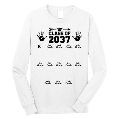 Class Of 2037 Grow With Me Handprint Prek 12th Grade Long Sleeve Shirt