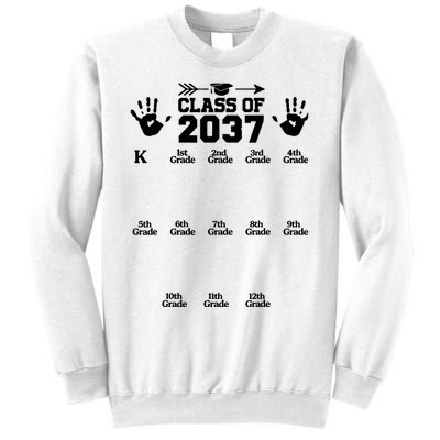 Class Of 2037 Grow With Me Handprint Prek 12th Grade Sweatshirt