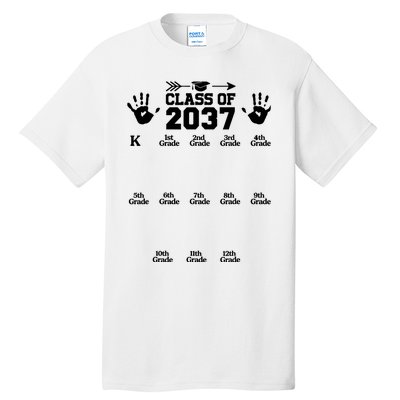 Class Of 2037 Grow With Me Handprint Prek 12th Grade Tall T-Shirt