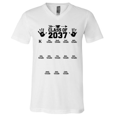 Class Of 2037 Grow With Me Handprint Prek 12th Grade V-Neck T-Shirt