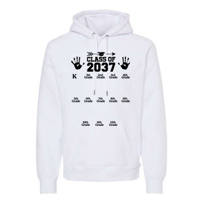 Class Of 2037 Grow With Me Handprint Prek 12th Grade Premium Hoodie