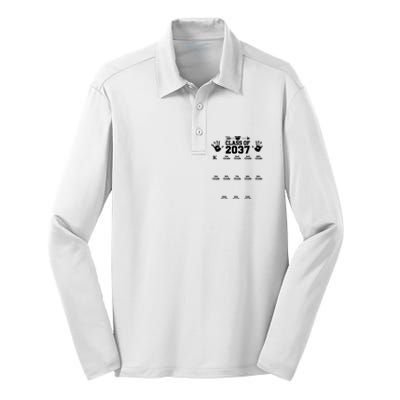 Class Of 2037 Grow With Me Handprint Prek 12th Grade Silk Touch Performance Long Sleeve Polo