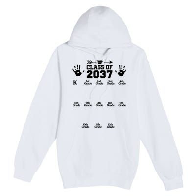 Class Of 2037 Grow With Me Handprint Prek 12th Grade Premium Pullover Hoodie