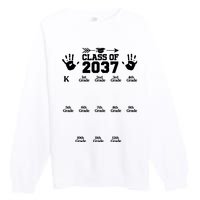 Class Of 2037 Grow With Me Handprint Prek 12th Grade Premium Crewneck Sweatshirt