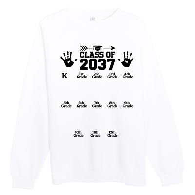 Class Of 2037 Grow With Me Handprint Prek 12th Grade Premium Crewneck Sweatshirt