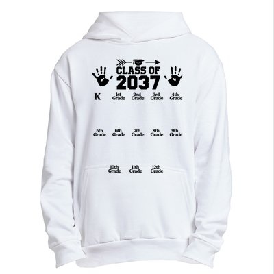 Class Of 2037 Grow With Me Handprint Prek 12th Grade Urban Pullover Hoodie