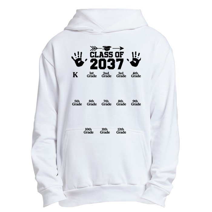 Class Of 2037 Grow With Me Handprint Prek 12th Grade Urban Pullover Hoodie