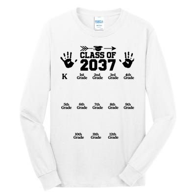 Class Of 2037 Grow With Me Handprint Prek 12th Grade Tall Long Sleeve T-Shirt