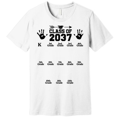 Class Of 2037 Grow With Me Handprint Prek 12th Grade Premium T-Shirt