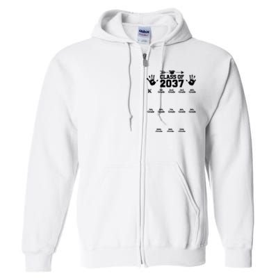 Class Of 2037 Grow With Me Handprint Prek 12th Grade Full Zip Hoodie