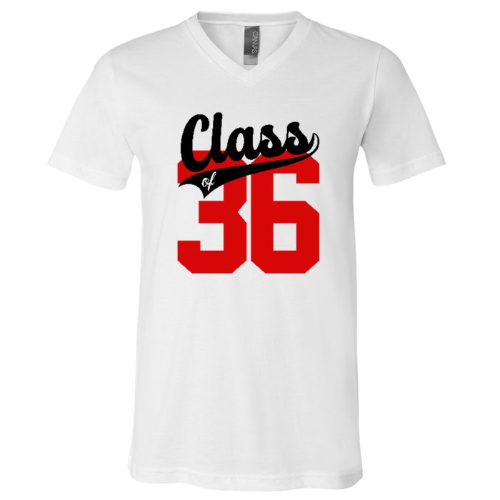 Class Of 2036 Retro Graduation Gift V-Neck T-Shirt