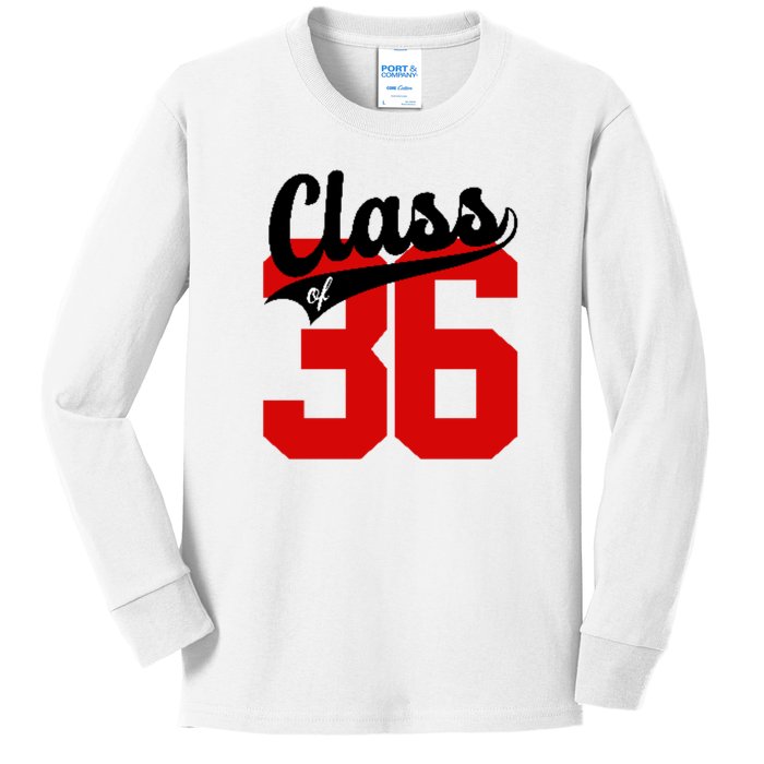 Class Of 2036 Retro Graduation Gift Kids Long Sleeve Shirt