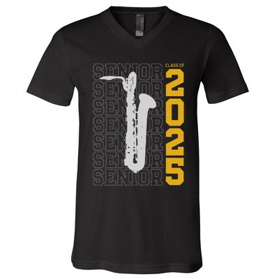 Class Of 2025 Senior Baritone Saxophone For Bari Sax Player V-Neck T-Shirt