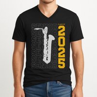 Class Of 2025 Senior Baritone Saxophone For Bari Sax Player V-Neck T-Shirt