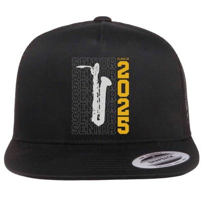 Class Of 2025 Senior Baritone Saxophone For Bari Sax Player Flat Bill Trucker Hat