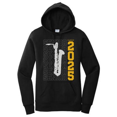 Class Of 2025 Senior Baritone Saxophone For Bari Sax Player Women's Pullover Hoodie