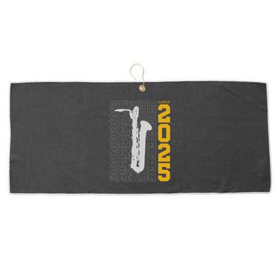 Class Of 2025 Senior Baritone Saxophone For Bari Sax Player Large Microfiber Waffle Golf Towel