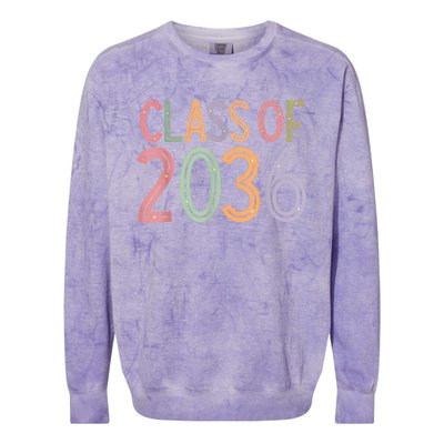 Class Of 2036 Grow With Me Graduation First Day Of School Colorblast Crewneck Sweatshirt