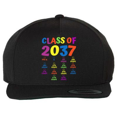 Class Of 2037 Grow With Me PreK Space For Checkmarks Wool Snapback Cap