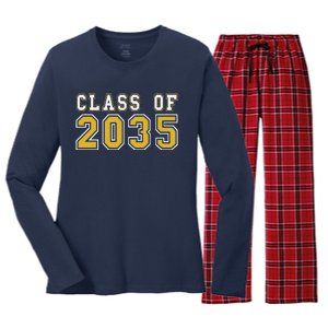 Class Of 2035 Graduation First Day Of Kindergarten PreK Gift Women's Long Sleeve Flannel Pajama Set 