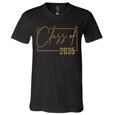 Class Of 2035 Gold Graduation V-Neck T-Shirt