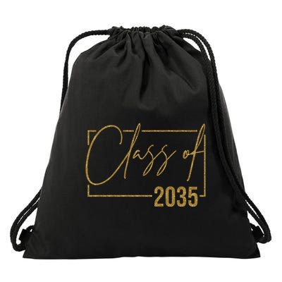 Class Of 2035 Gold Graduation Drawstring Bag