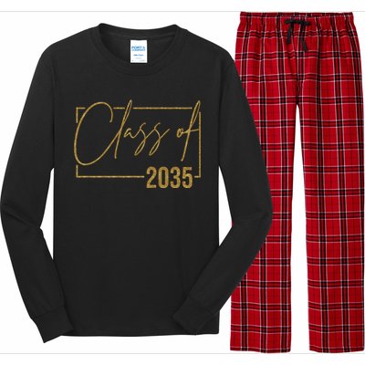 Class Of 2035 Gold Graduation Long Sleeve Pajama Set