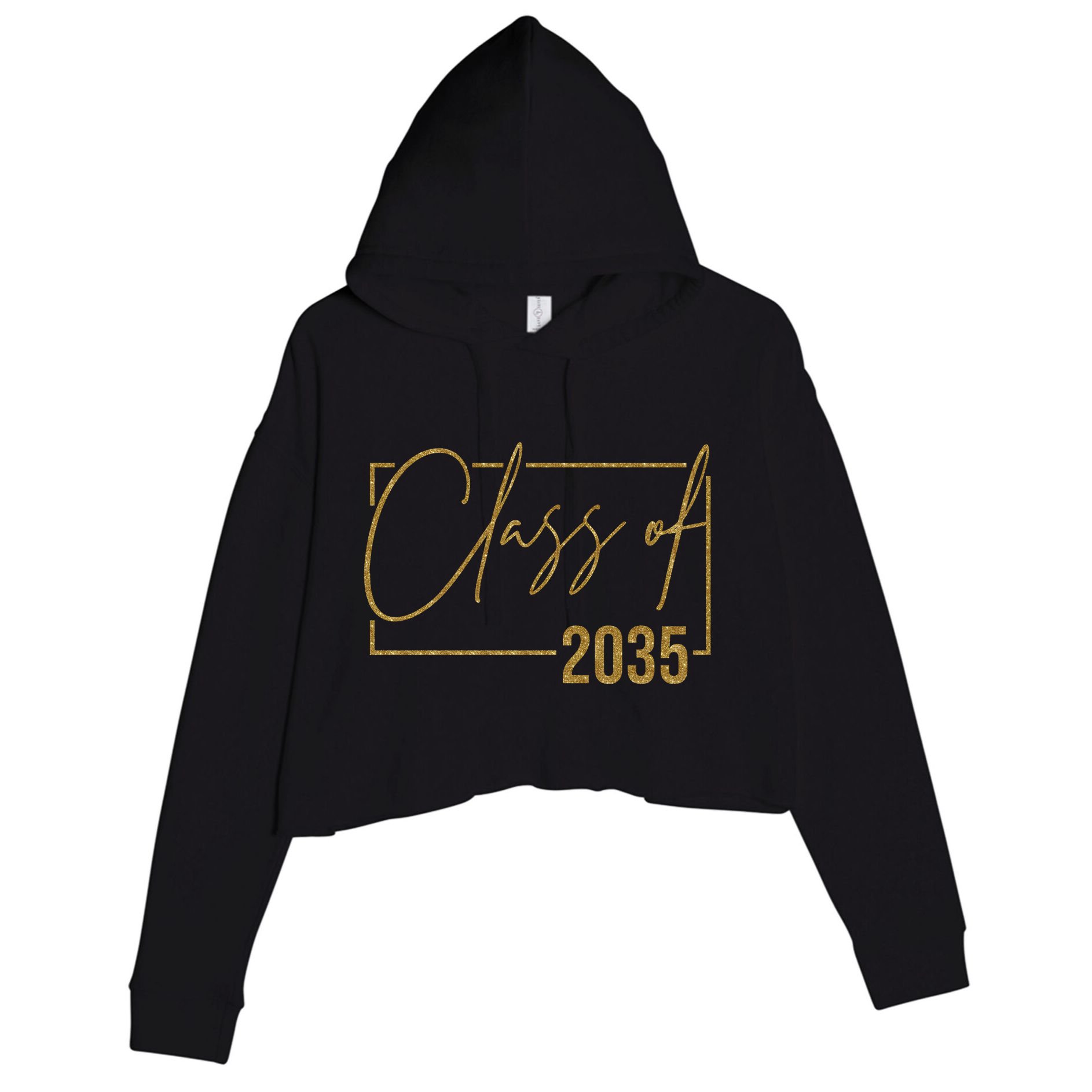 Class Of 2035 Gold Graduation Crop Fleece Hoodie