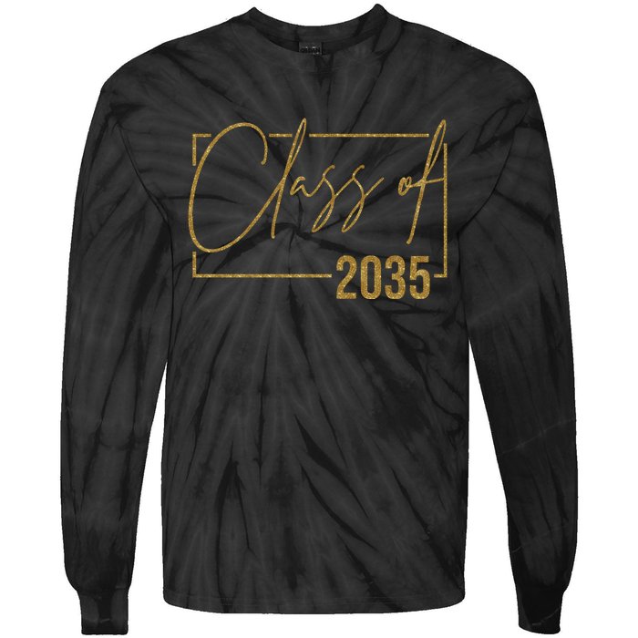 Class Of 2035 Gold Graduation Tie-Dye Long Sleeve Shirt