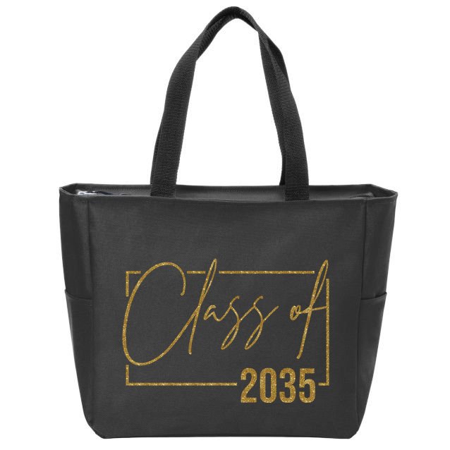Class Of 2035 Gold Graduation Zip Tote Bag