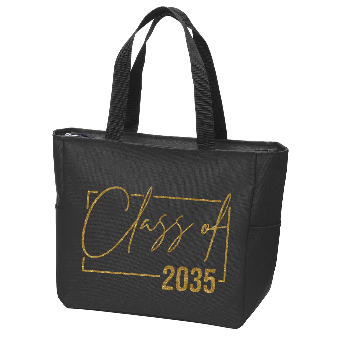Class Of 2035 Gold Graduation Zip Tote Bag