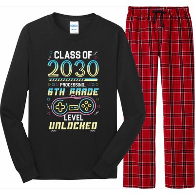 Class Of 2030 Gaming 6th Grade Level Unlocked Back To School Long Sleeve Pajama Set