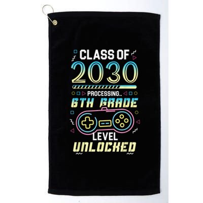 Class Of 2030 Gaming 6th Grade Level Unlocked Back To School Platinum Collection Golf Towel