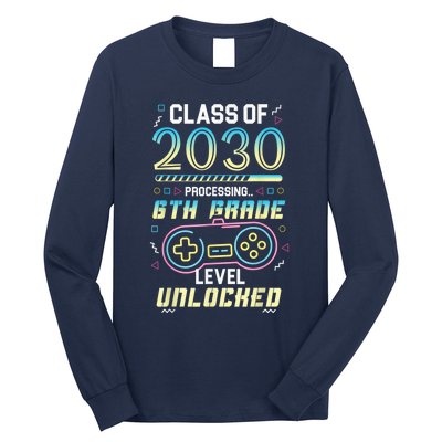 Class Of 2030 Gaming 6th Grade Level Unlocked Back To School Long Sleeve Shirt