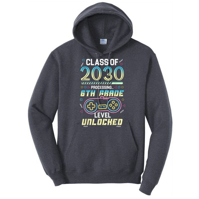 Class Of 2030 Gaming 6th Grade Level Unlocked Back To School Tall Hoodie