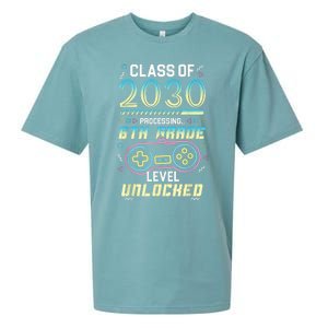 Class Of 2030 Gaming 6th Grade Level Unlocked Back To School Sueded Cloud Jersey T-Shirt