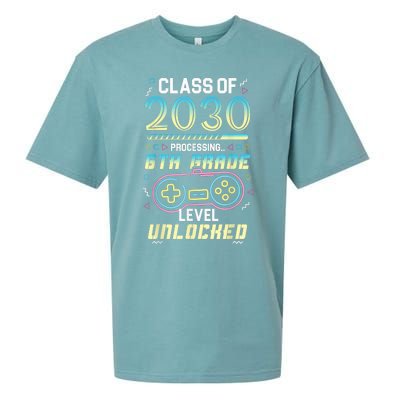 Class Of 2030 Gaming 6th Grade Level Unlocked Back To School Sueded Cloud Jersey T-Shirt