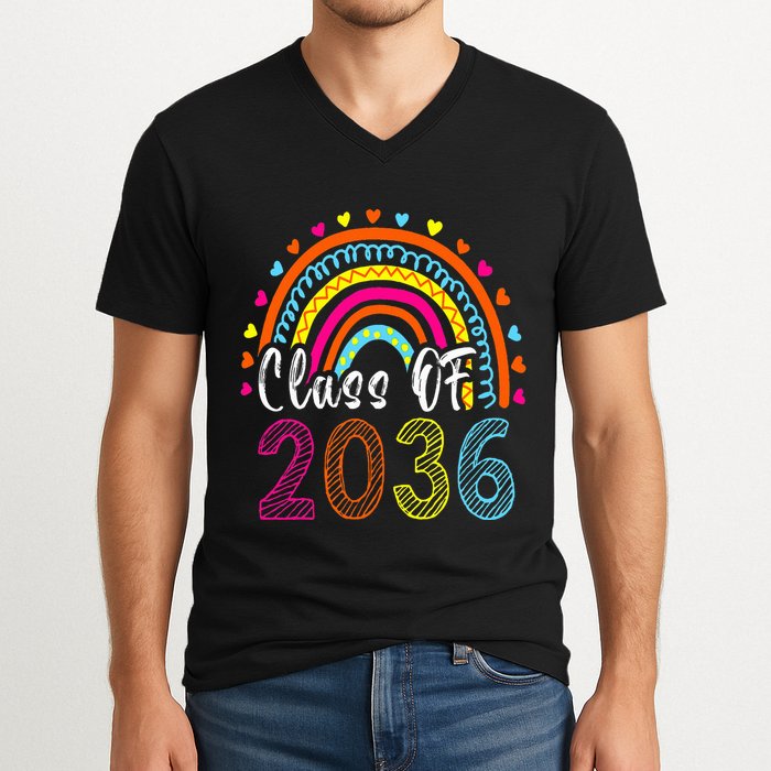 Class Of 2036 Grow With Me First Day Of School Graduation V-Neck T-Shirt