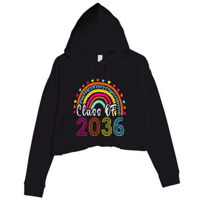Class Of 2036 Grow With Me First Day Of School Graduation Crop Fleece Hoodie