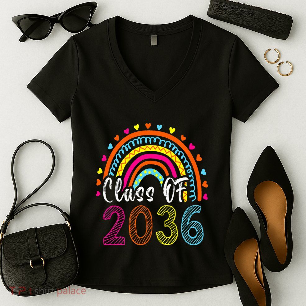 Class Of 2036 Grow With Me First Day Of School Graduation Women's V-Neck T-Shirt