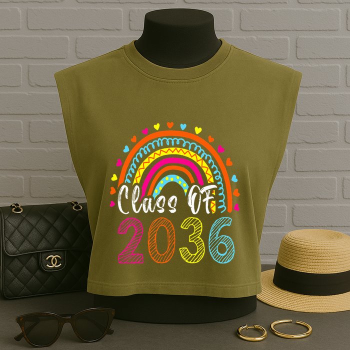 Class Of 2036 Grow With Me First Day Of School Graduation Garment-Dyed Women's Muscle Tee