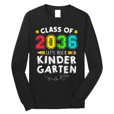 Class Of 2036 Let's Rock Kindergarten Back To School Long Sleeve Shirt