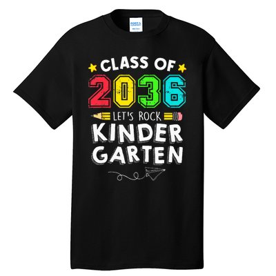 Class Of 2036 Let's Rock Kindergarten Back To School Tall T-Shirt