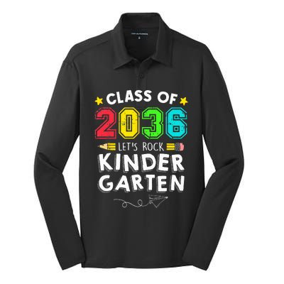 Class Of 2036 Let's Rock Kindergarten Back To School Silk Touch Performance Long Sleeve Polo