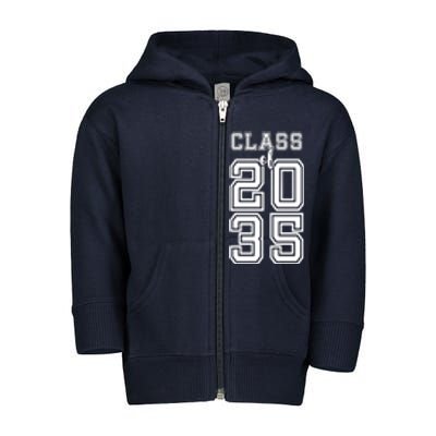 Class Of 2035 Graduate Toddler Zip Fleece Hoodie